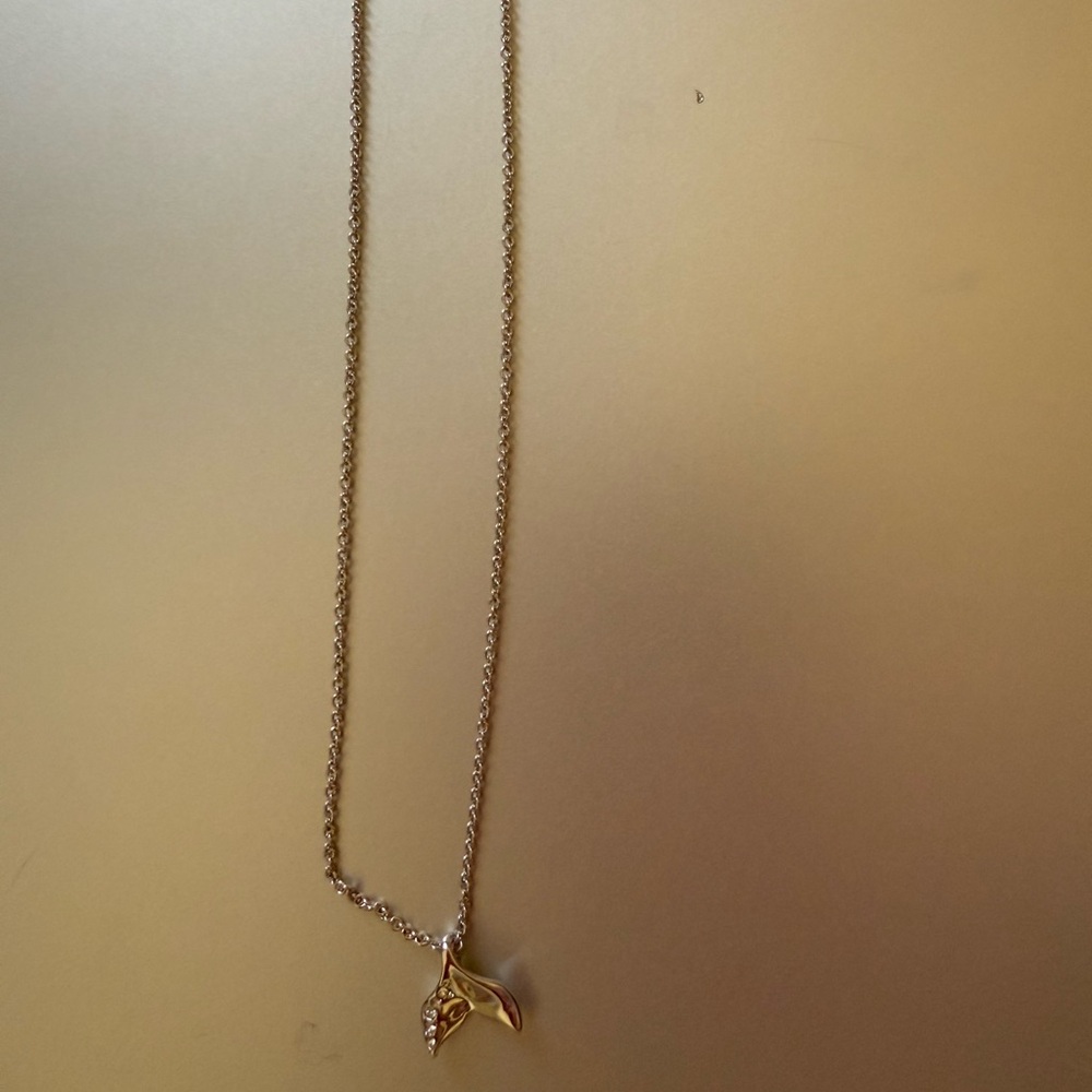 Minimalist Silver whale/mermaid tail Pendant Necklace